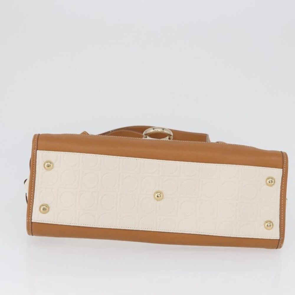 Salvatore Ferragamo Gancini Top Handle Canvas White Pvc Handbag - Picture 16 of 16